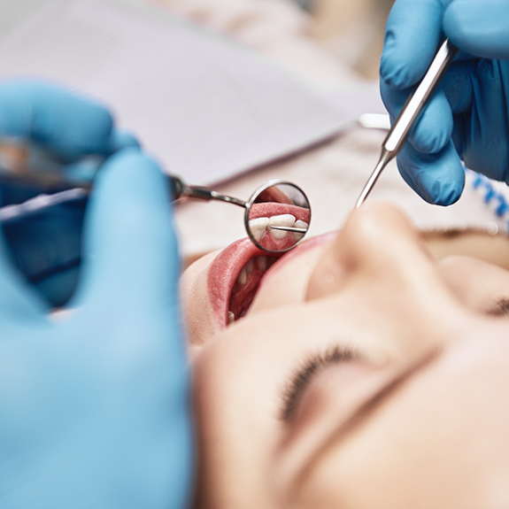 Close up of dental examination